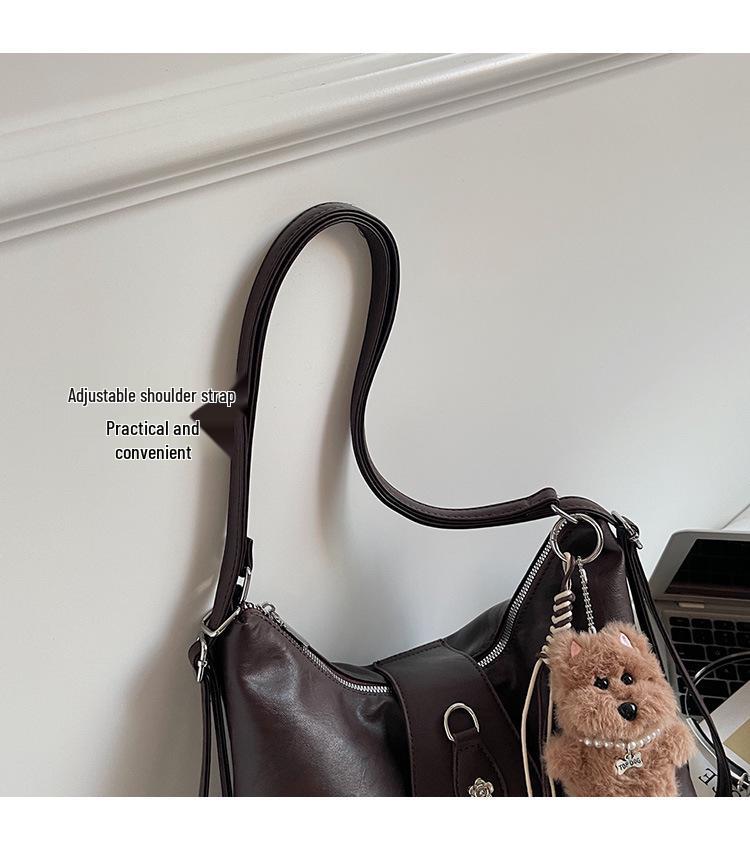 Women's Retro Single Shoulder Bag - Autumn 2025 Trendy Fashion, Korean-Style, Large Capacity Tote Backpack