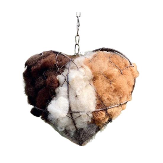 

Handmade Fiber Bird Nesting Heart Winter Tree Shelter for Wild Birds Outside Bird Nest Material Holder for Garden Art Birdhouse Hummingbird House Nest 1pc B