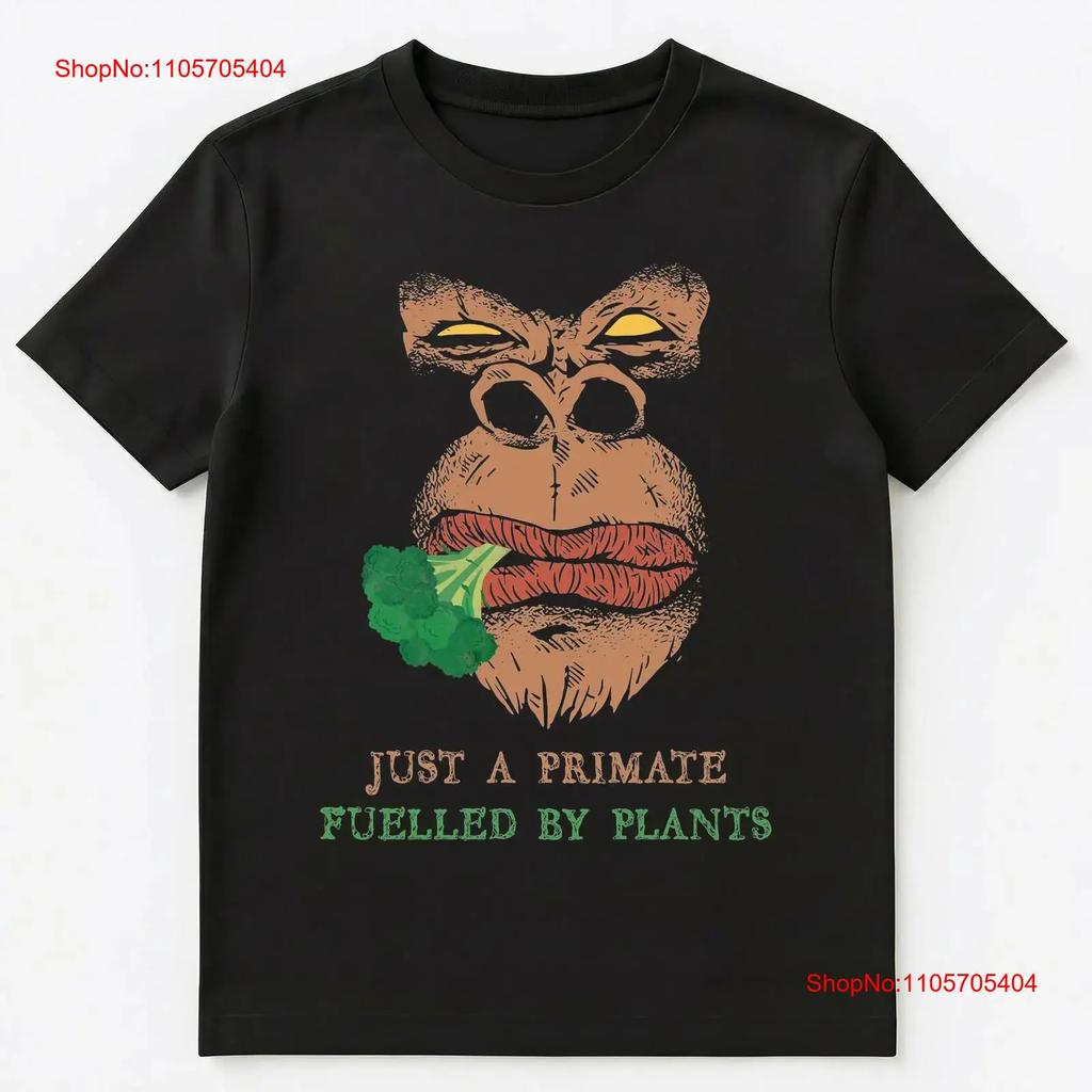 Vegan Primate Gorilla Fuelled By Plants T Shirt Vintage Stretched Slightly Versatile Streetwear