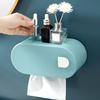 Wall Mounted Tissue Box Holder Storage No Drill Paper Towel Dispenser with Seamless Sticker for Bathroom