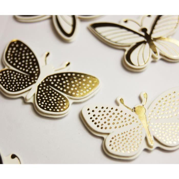 Autocollants 3D - Topper - Papillons - Dorés - 8 pièces - Design exclusif