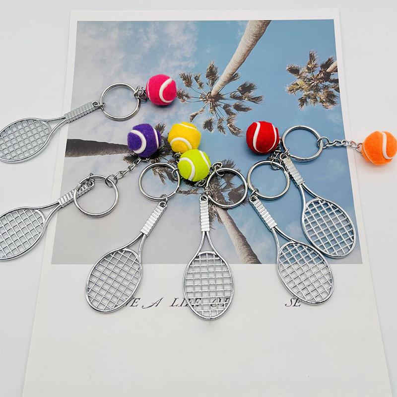 Cute Tennis Racket Keychain 6 Color Mini Pendant Durable Sports Design for Car Keyring Backpack Student Gift Idea