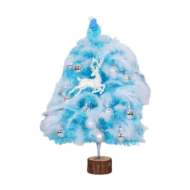 Delightful Mini Feather Christmas Tree with Light Ornaments Tabletop Christmas Tree, Easy To Assemble Cheerful Designs