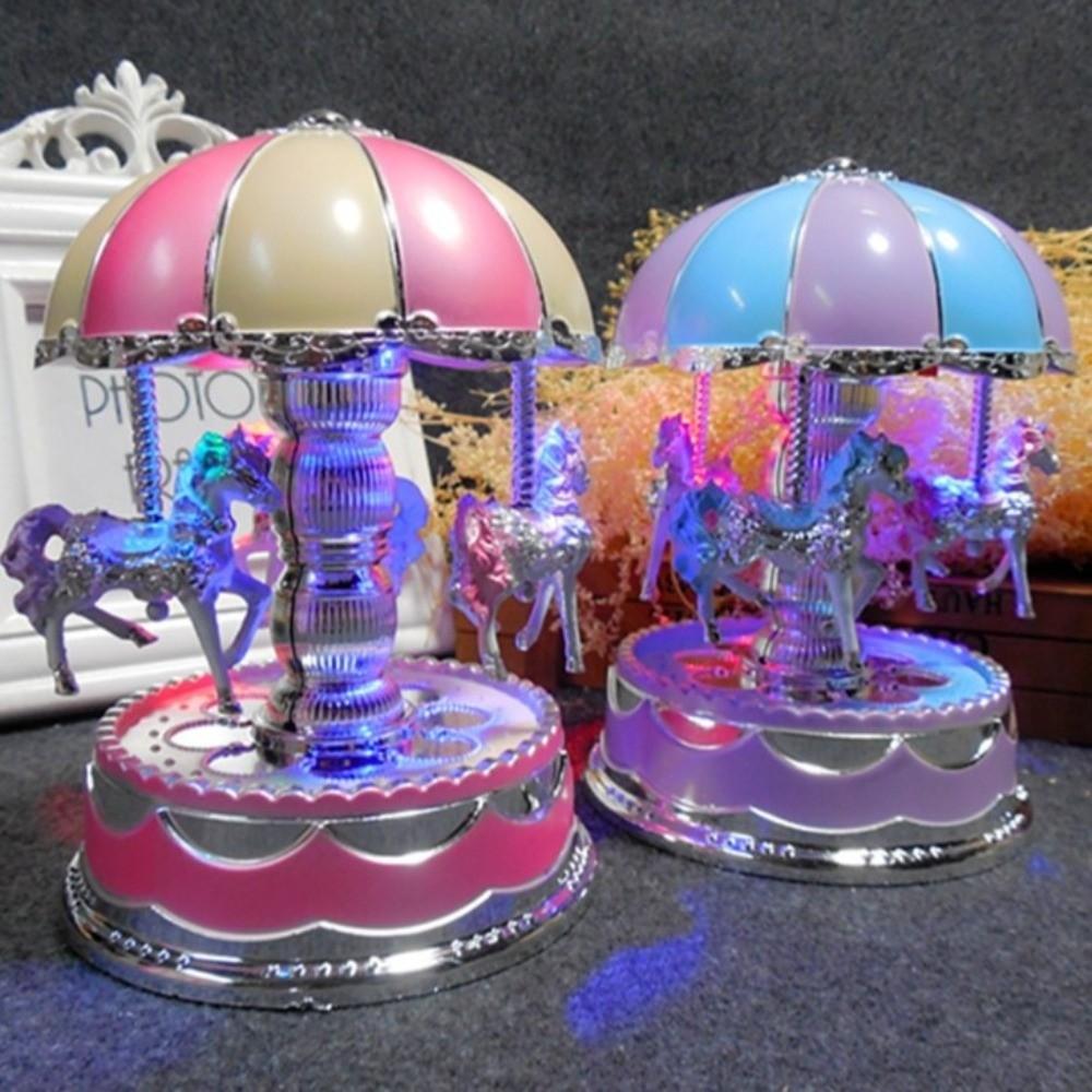 Cartoon Carousel Music Box Exquisite Horse Music Box Romantic Carousel Ornaments  Birthday Gifts