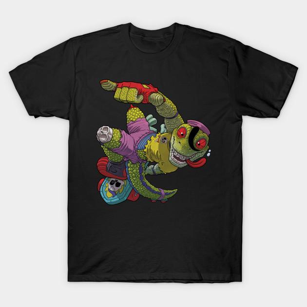 

Men Black Print T-shirt Mondo Gecko, The Mutant Skater No-Cut Transfer Paper Print Cotton Tshirt XL чорний