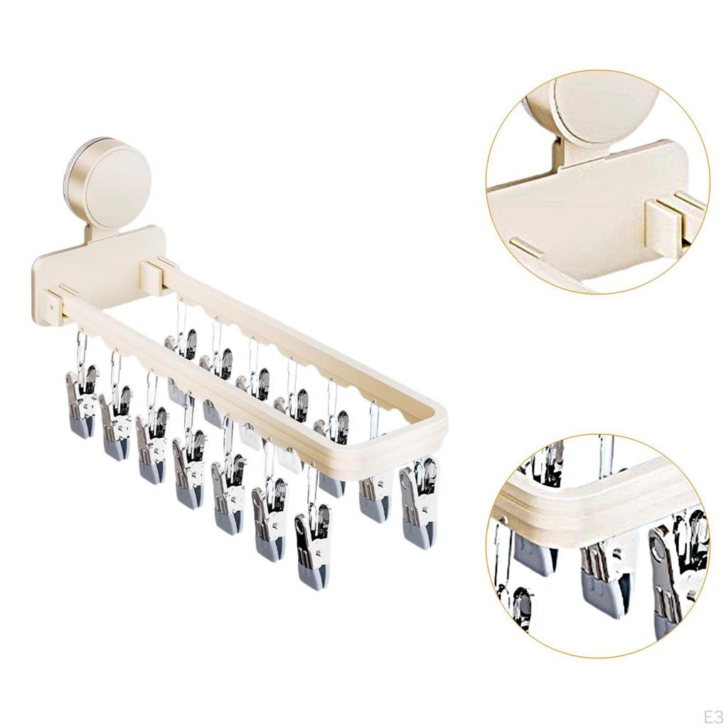 Bathroom Suction Cup Rack Clothes Laundry Hanger Dryer Holder for Socks Towels Dormitory Living
