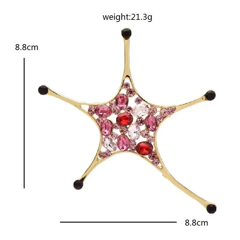 Women Men Fashion Luxury Sea Star Shining Crystal Brooches Decoration Exquistie Elegant Lady Classic Suit Clothing Badges Pins