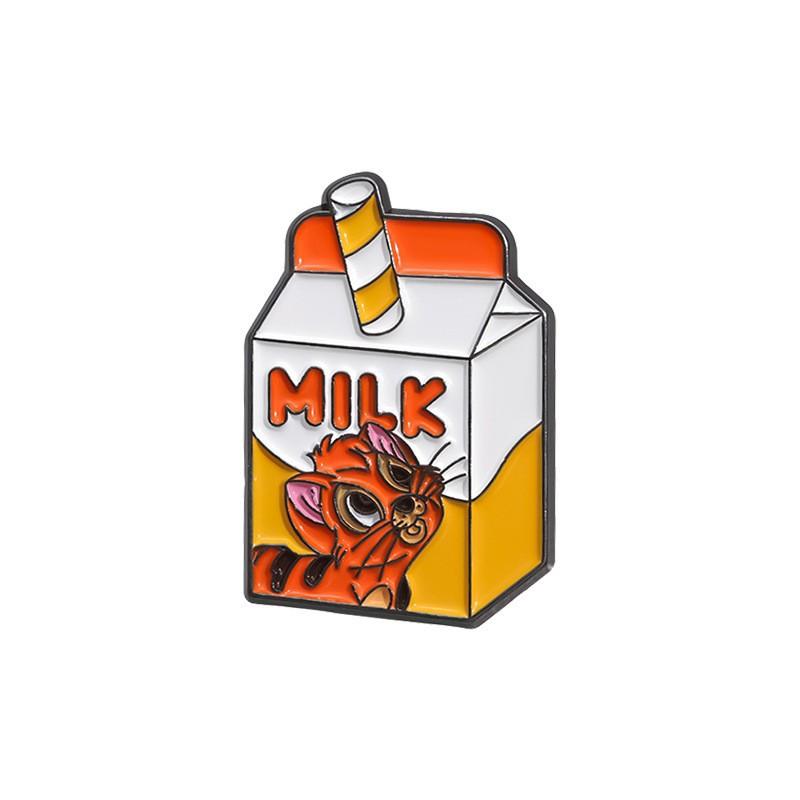 Milk Box Stylish Brooches Creative Alloy Pins For Trendy Men And Women Perfect For Summer 2024 Fashion