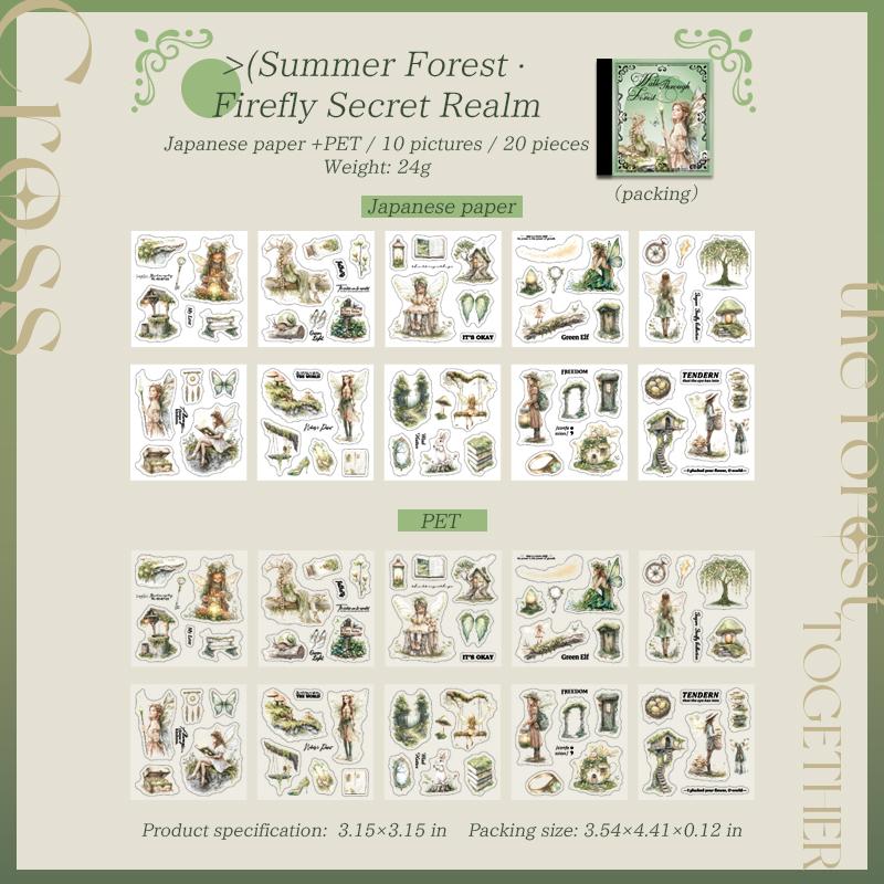 Forest Elf Theme Sticker Book 20 Sheets/Bag For Scrapbooking DIY Collage Material Background Decoration Journal Supplies
