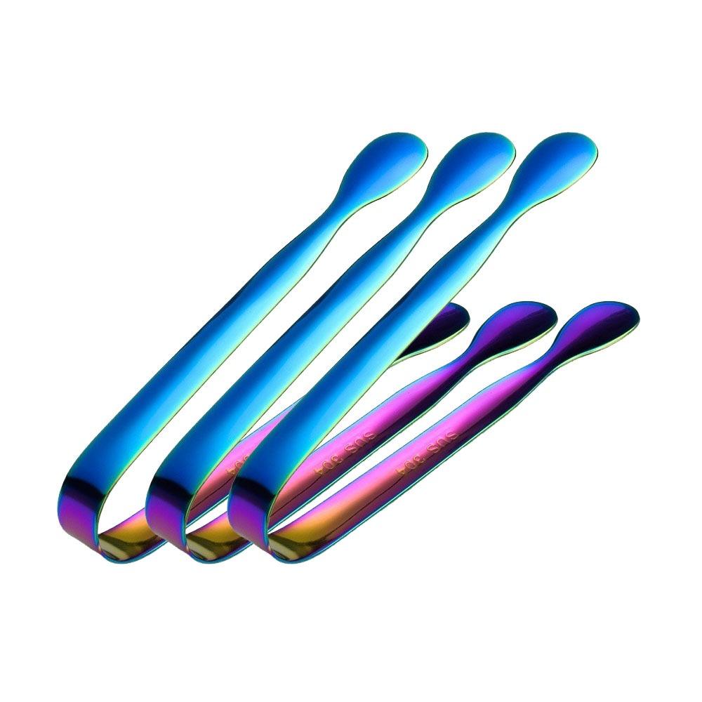 3pcs Stainless Steel Ice Cube Sugar Tongs Thickened Non Slip Bread Meat Fruit Clamp Ice Clamp Tool Cocktail Ice Tongs Coffee Bar