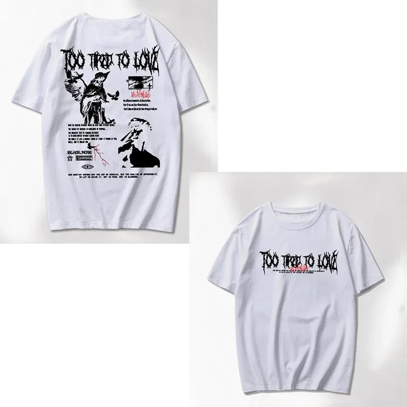 

Високоякісна бавовняна чоловіча футболка з коротким рукавом, модна хіп-хоп, рок, ретро футболка, літній оверсайз топ з круглим вирізом, чоловічий, унісекс XXXXXL синій