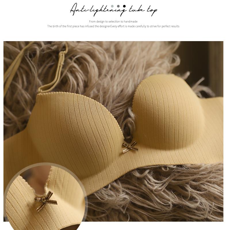 Flarixa Striped Comfortable Underwear Women's Seamless Push Up Bra Without Bones Sexy Low Cut Lingerie Female Strapless Bras Top
