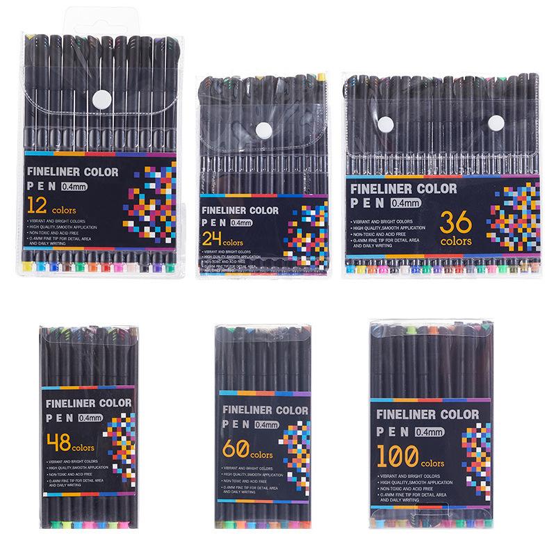 12/24/36Colors Fine Point Markers Colored Drawing Pens for Journal Planner Writing Note Taking Agenda Coloring Pen Set 0.4mm Tip