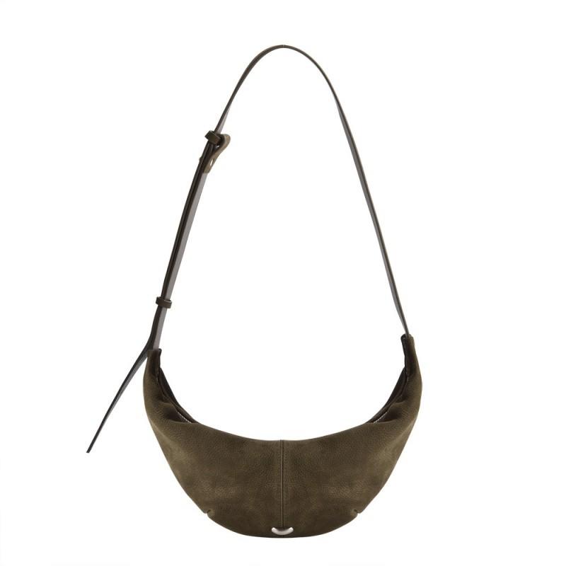 

Frosted Cowhide Armpit Hobo Dumpling Bag Women s Lazy Relaxed Feeling One Shoulder Crossbody Cow Horn 34x7x16cm темно-зеленого