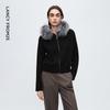LANCY Wool & Fox Fur Collar Knit Cardigan
