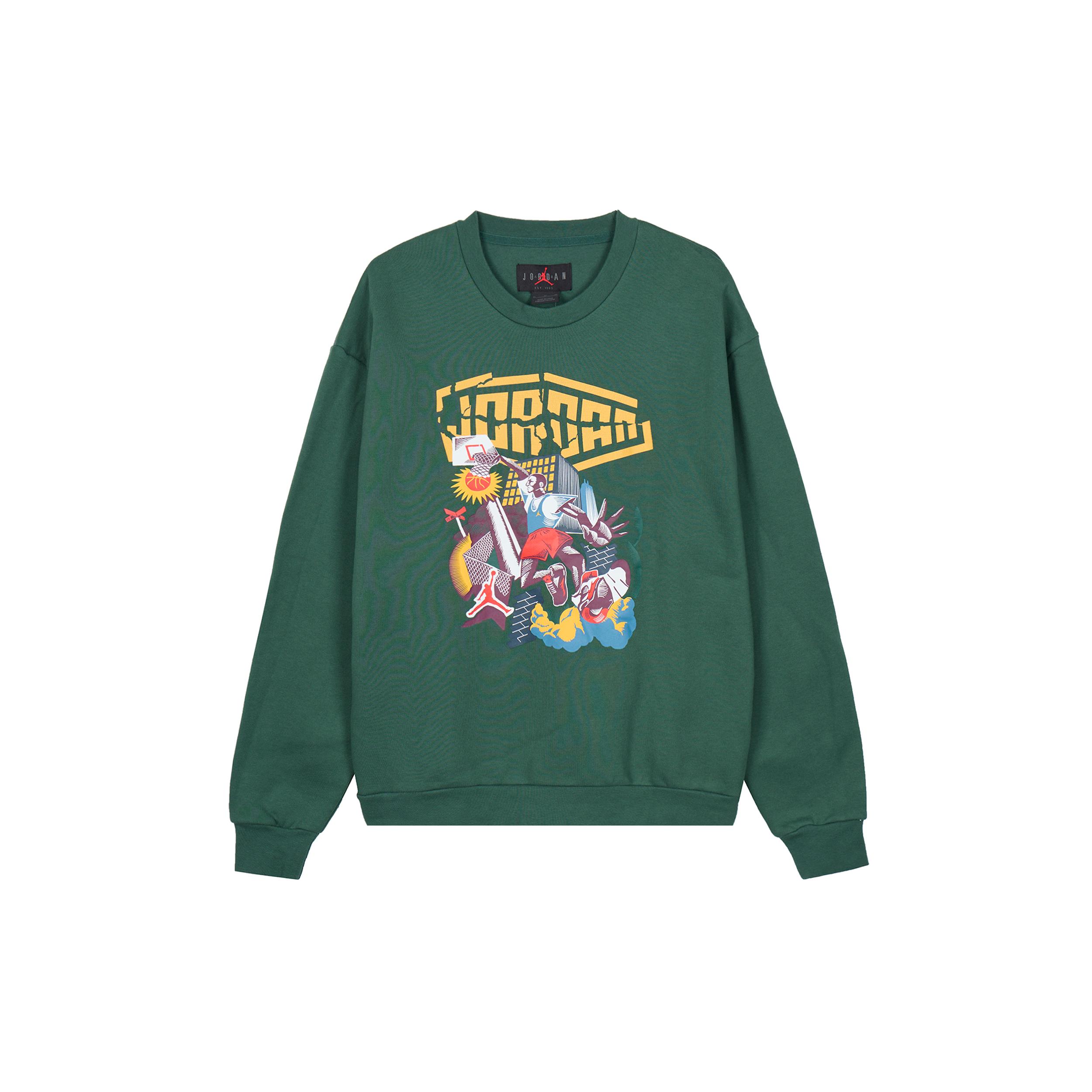 Jordan Sweatshirts Men s Green Crew Neck Thickened Regular DC9616-333 M