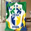Brazil Football Printed Flannel Blanket Skin Friendly Warm Decorative Throw for Indoor Couch Bed Daily Use