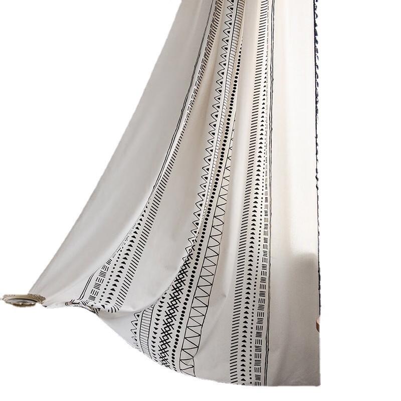 Jingga Cotton Linen Geometric Blackout Grommet Curtain