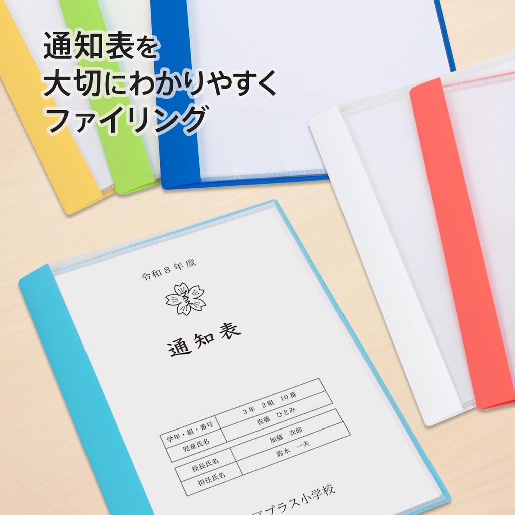 Plus Pocket Report Card Horizontal 10 Pack of Light x 10 File, File, Insert, Pockets, 10, Blue, FL-198GD, 79-971