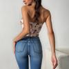 European & American Sexy Backless Floral Fishbone Camisole