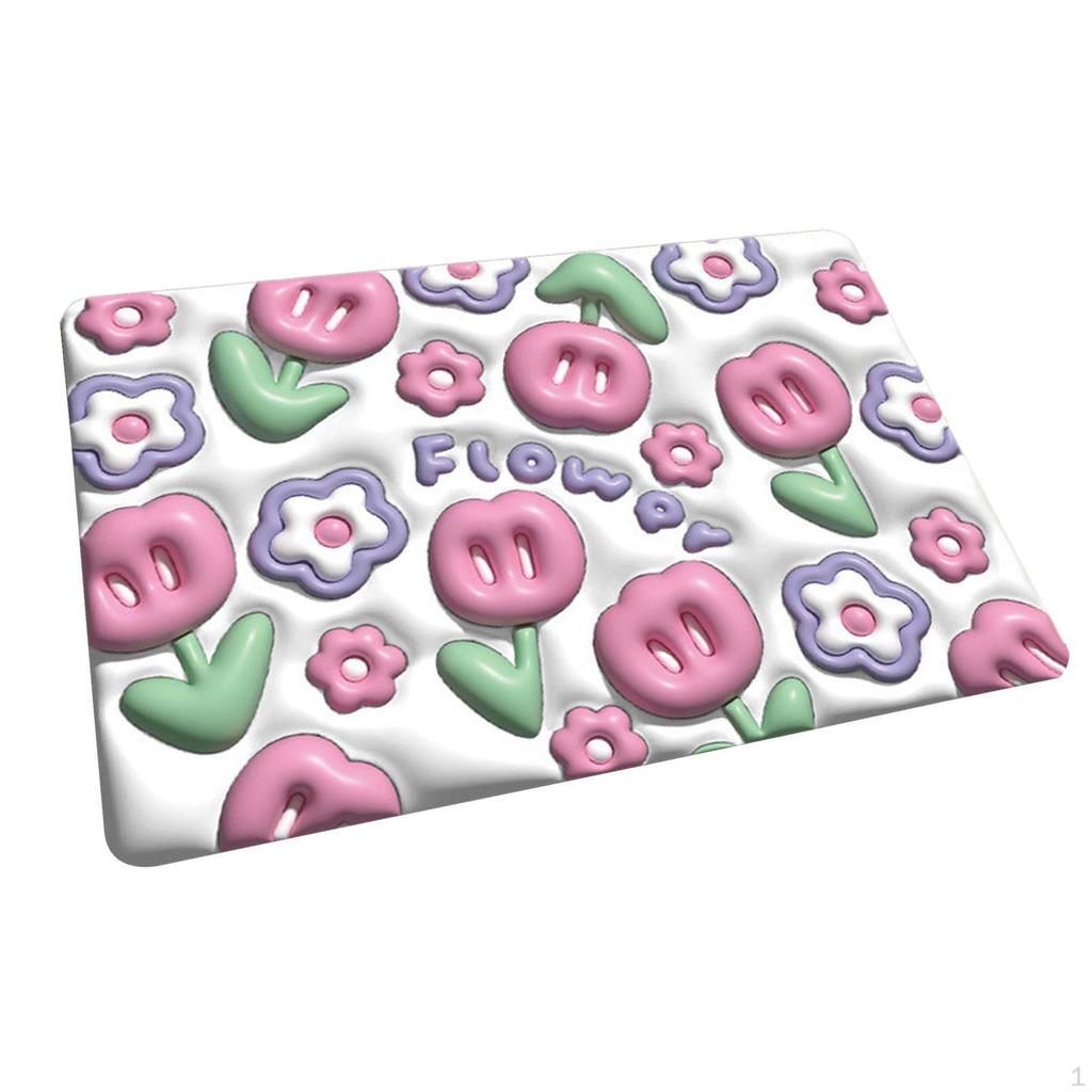 Floor Mat, Super Absorbent Bath Quick Cute Blossom Resistant 3D Floral Bathroom Carpet, for