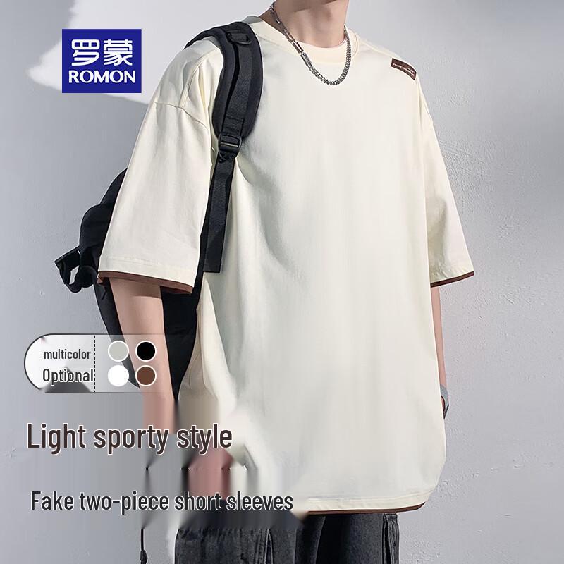 Romon Men s Sorona Cotton Blend Loose Fit Short Sleeve T-Shirt 3XL