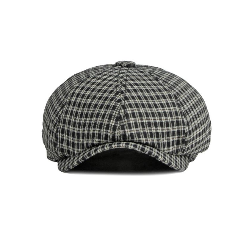 Men Newsboy Cap Retro British Style Octagonal Flat Caps Vintage Breathable Plaid Berets