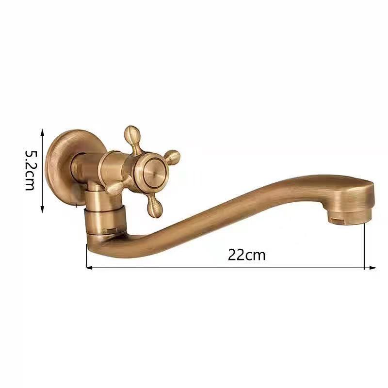 European Full Copper Outdoor Garden Double Outlet Rotatable Retro Faucet
