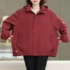 Women's Plus Size Solid Color Hooded Jacket – Drawstring Pocket Windproof Coat (Sizes 3XL-7XL) for Middle-Aged Women