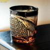 Handicraft Cut Amber Blue Colored Glass Whisky Glasses Tumbler Japanese Edo Kiriko Technique Glass Artwork Drinkware 260Ml