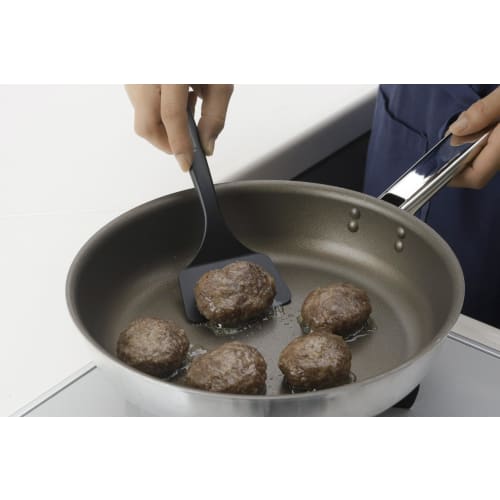 [.co.jp Exclusive] Shimomura Kogyo Antibacterial, Made in Japan, Verdun Black Nylon Egg Frying Turner, Dishwasher Safe, VB-207, Made in Tsubame-Sanjo,