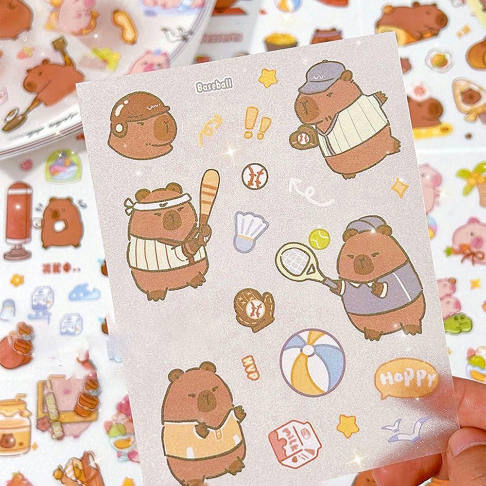 4 Pcs/bag Creative Cartoon Capybara Sticker Waterproof Hand Tent Sticker Set  Diary
