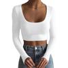 Form-Fitting Ribbed Long Sleeve Crop Top With Wide Square Neck