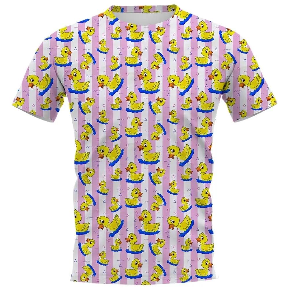 Módní malá žlutá kachna kreslený vzor 3D tištěné pánské tričko Street Fashion Harajuku s výstřihem do O Pohodlné letní topy