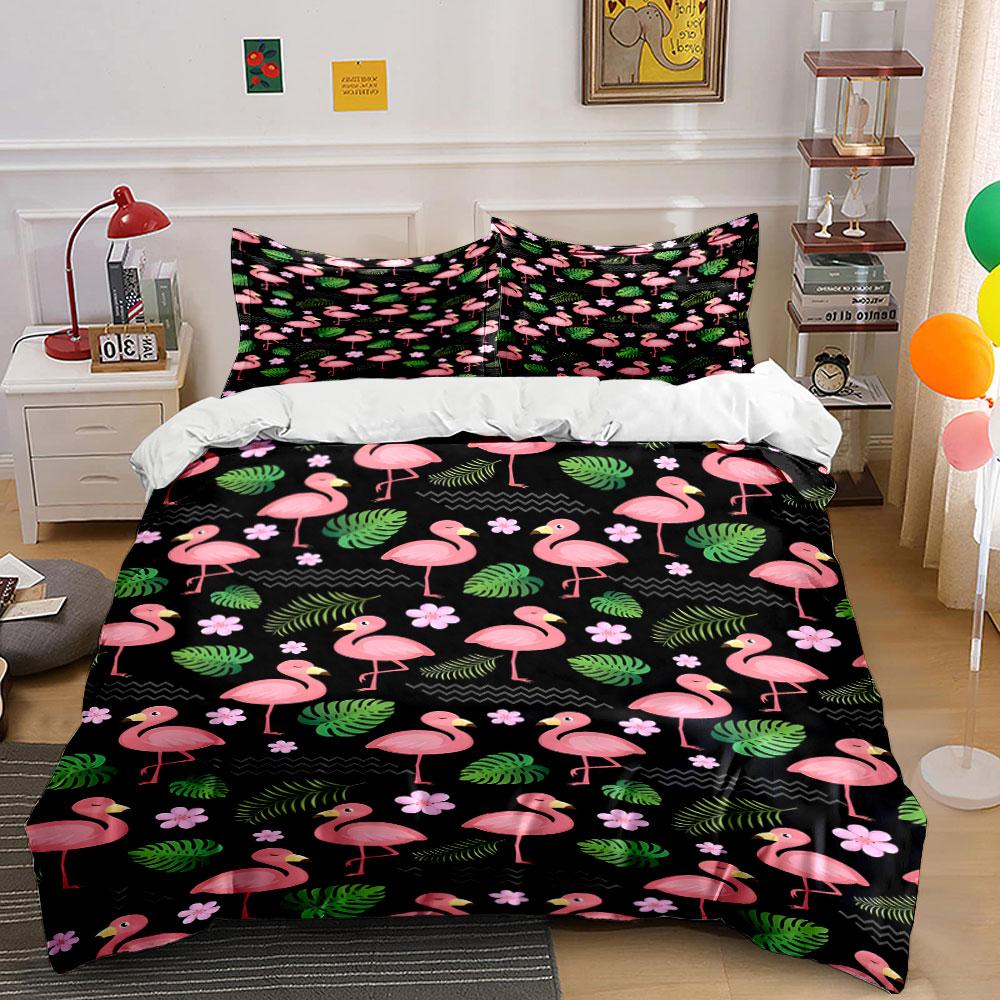 Tropical Flamingo Paradise Carnival Bedding Sets Duvet Covers Pillowcases(1* Duvet Cover 2* Pillowcases Without Duvet Insert)