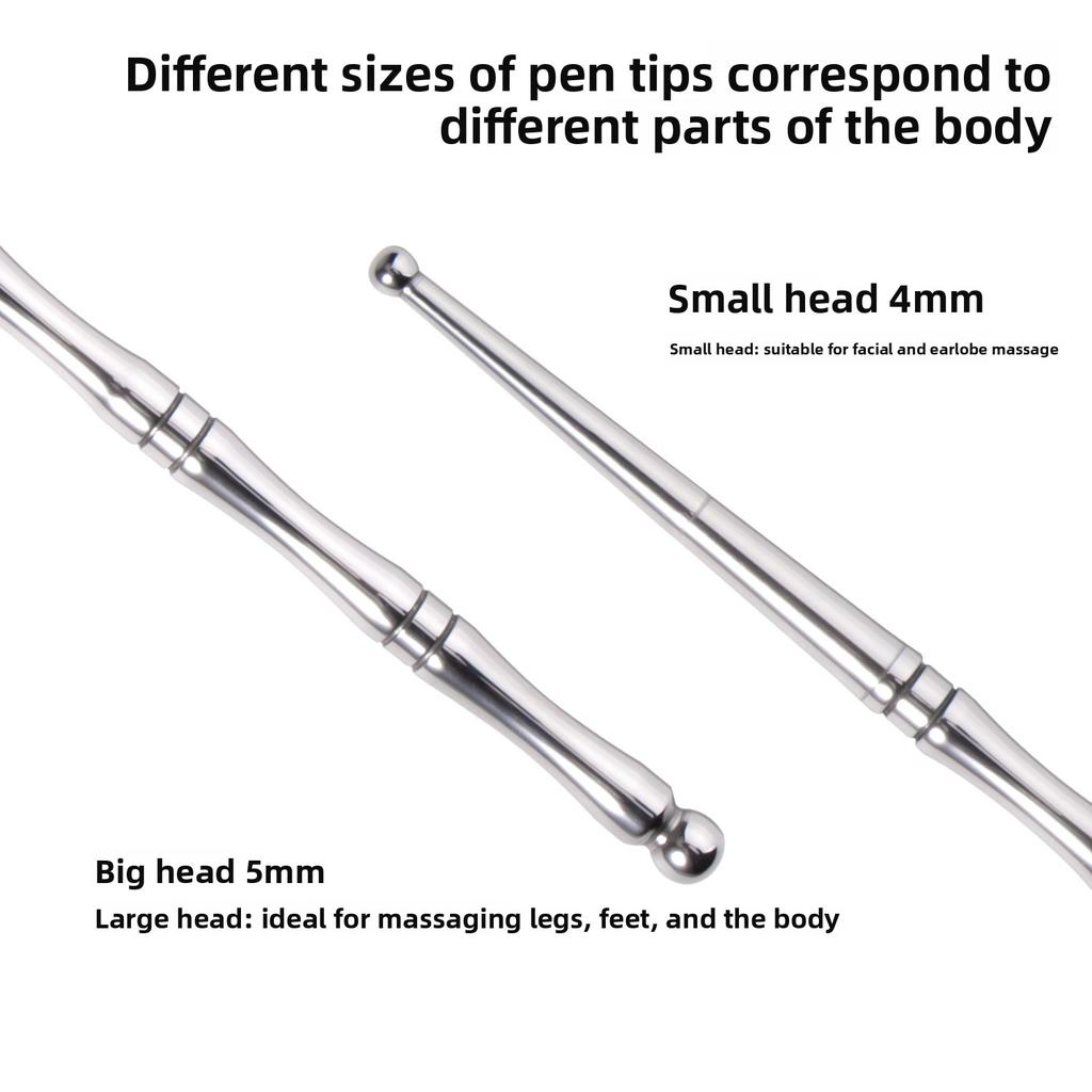Double-headed Portable Stainless Steel Acupoint Massage Pen Ear Acupoint Massage Body Acupoint Pen Tool Earlobe Massage Stick