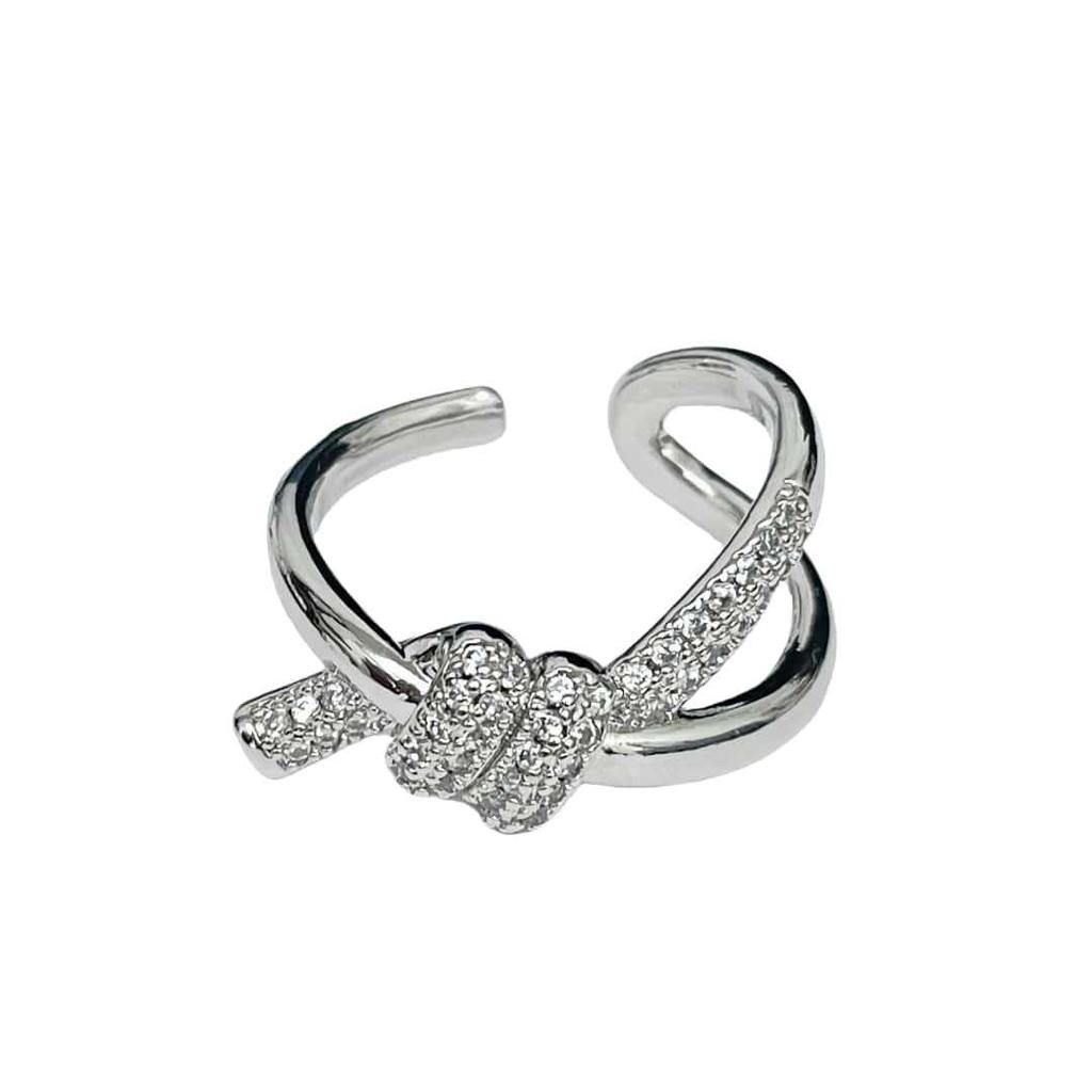 Stylish, Simple And Exquisite Diamond-Set Open Ring, Bow, Personalized Light Luxury, Minimalist, High-End Sense, Niche Temperament Ring