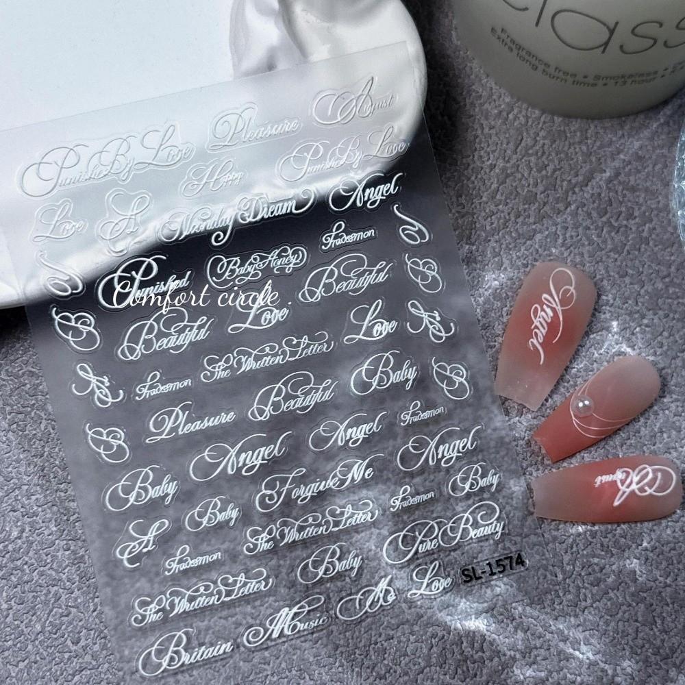 Artistic Font Nail Art Stickers Black White Manicure Decals New Nail Decoration Manicure Tool