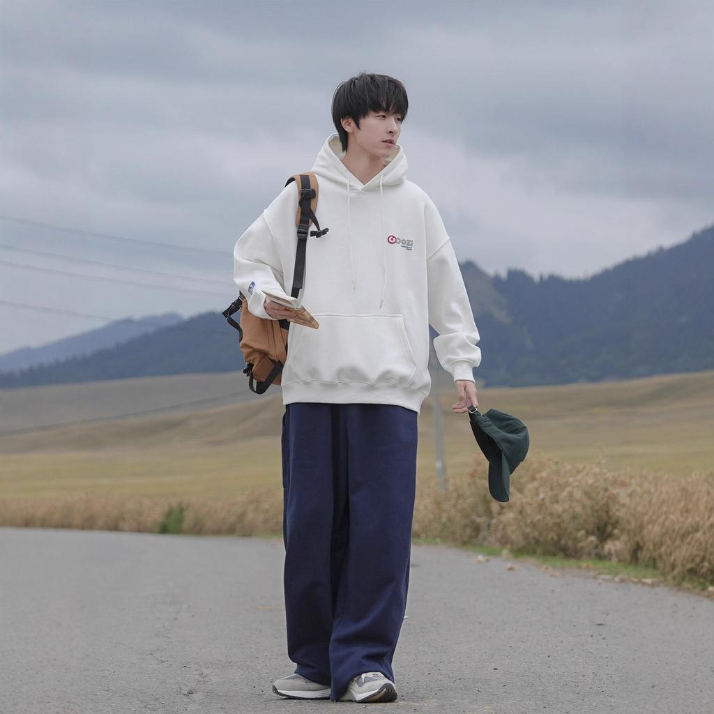 Fleece Thickened Hooded Sweater Men's and Women's Autumn and Winter Loose American Vintage Teen Pullover