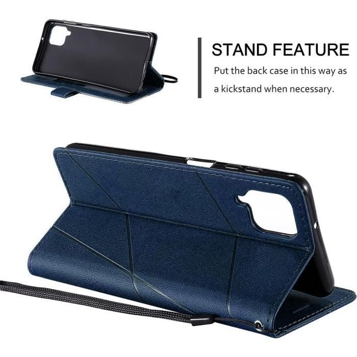 Coque pour Samsung Galaxy A05s - BOOLING - Semi-rigide - Synthécuir - Rabat - Bleu Marine avec 2 Verres Trempés