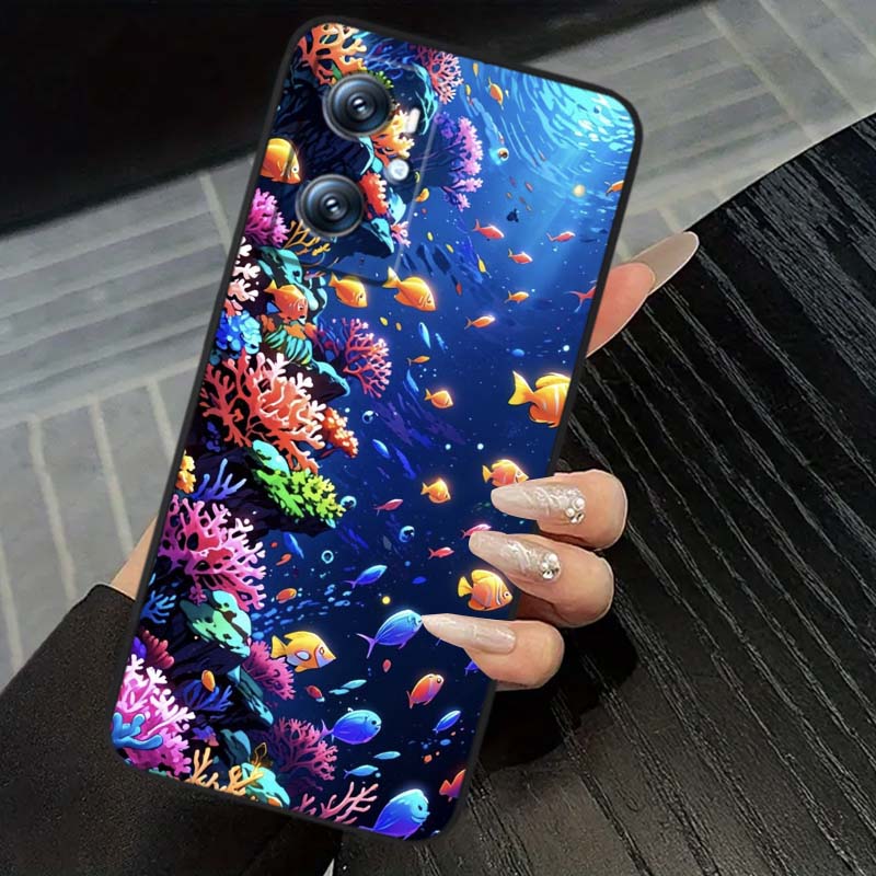 Cartoon Anime Turtle Elephant Phone Case For OPPO Reno 5 6 7 A96 A40 A58 Realme GT A74 A78 Neo2 A74 A78 Find X5 X3 X7 X8 Black
