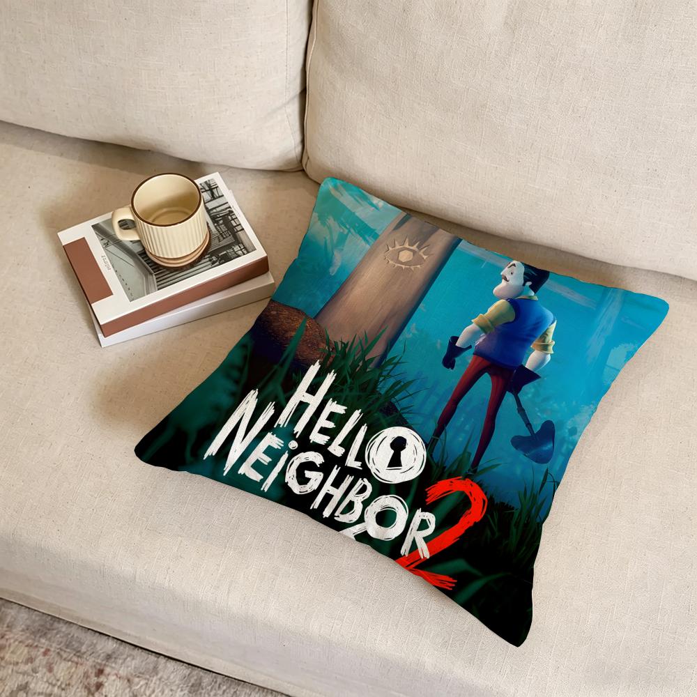 H-Hello Neighbor 2 Kissenbezug Stoff Weiche Heimtextilien, Kissenbezug, Kissenbezug, Sofakissen, Heimdekoration