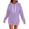 Women's Loose Long Sleeved Solid Color Hooded Sweatshirt With Velvet Drawstring