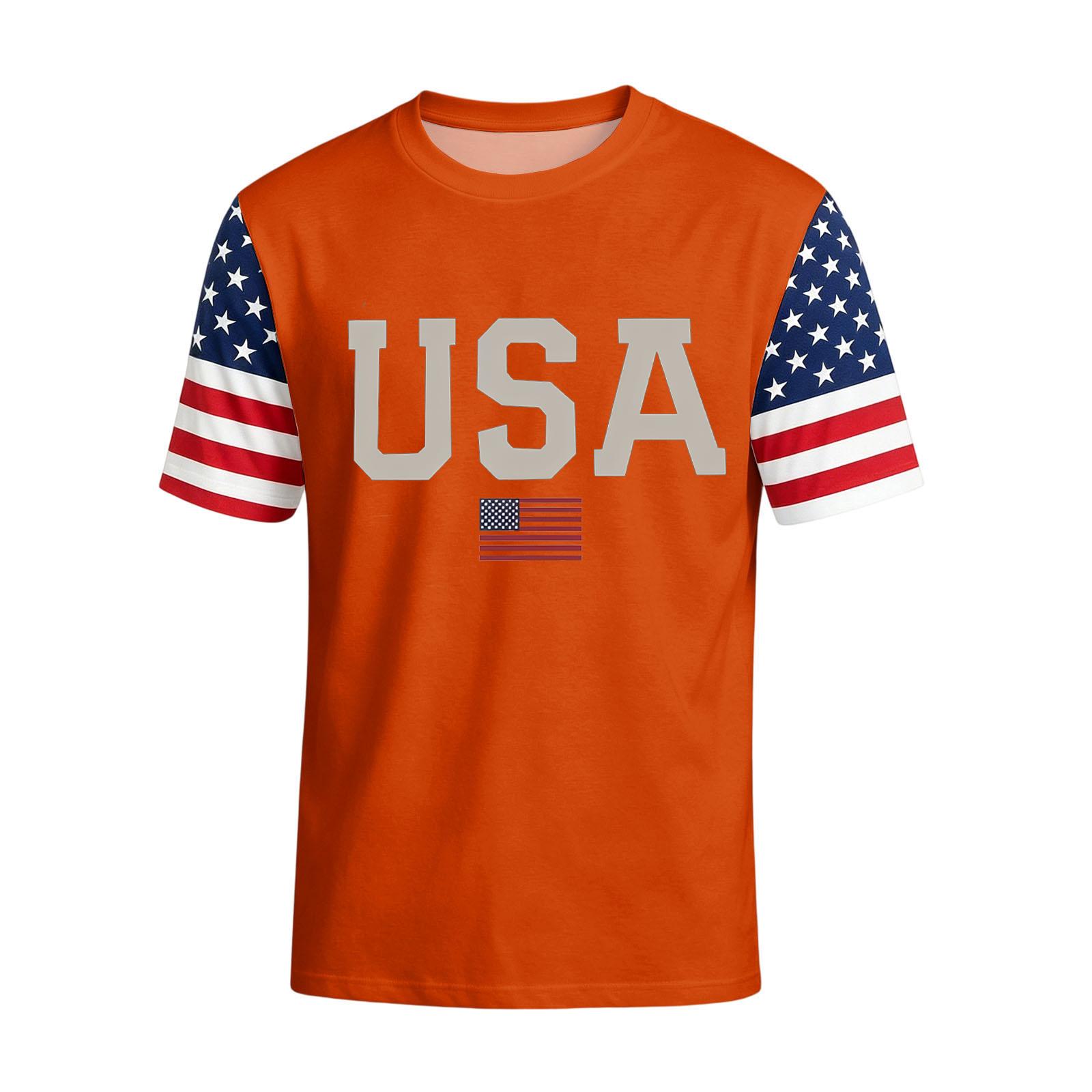 

Men s Casual Round Neck Lightweight Breathable Short-Sleeve Top XXXXL помаранчевий