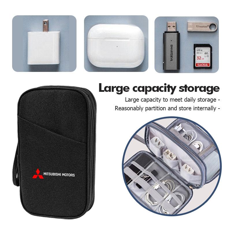 Portable Car Travel Storage Bag Keys License Gadget Card Bag For Mitsubishi Lancer ASX Pajero Mirage Attrage Xpander Outlander
