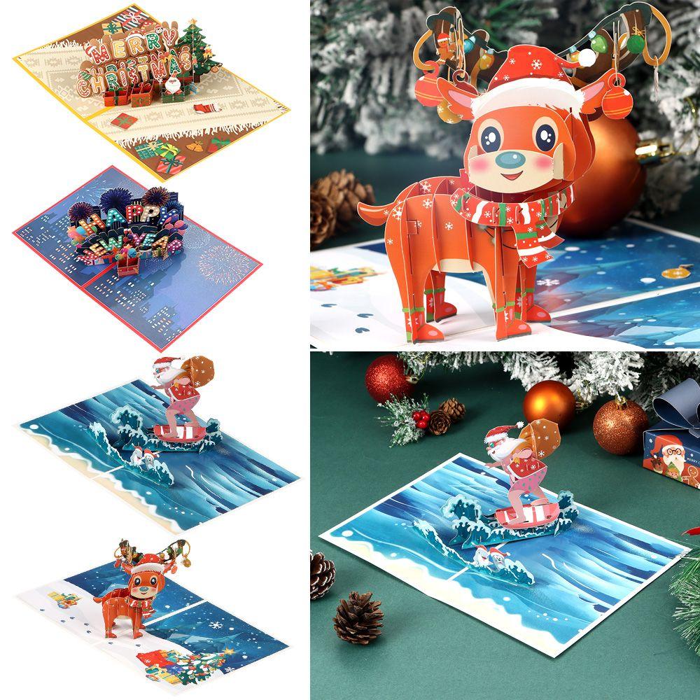 

Приглашение 3D Дизайн Рождественская Открытка Санта-Снеговик Праздничное Благословение Рождественская Открытка