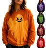 Women's Long Sleeve Neck Halloween Print Pullover Sweatshirt