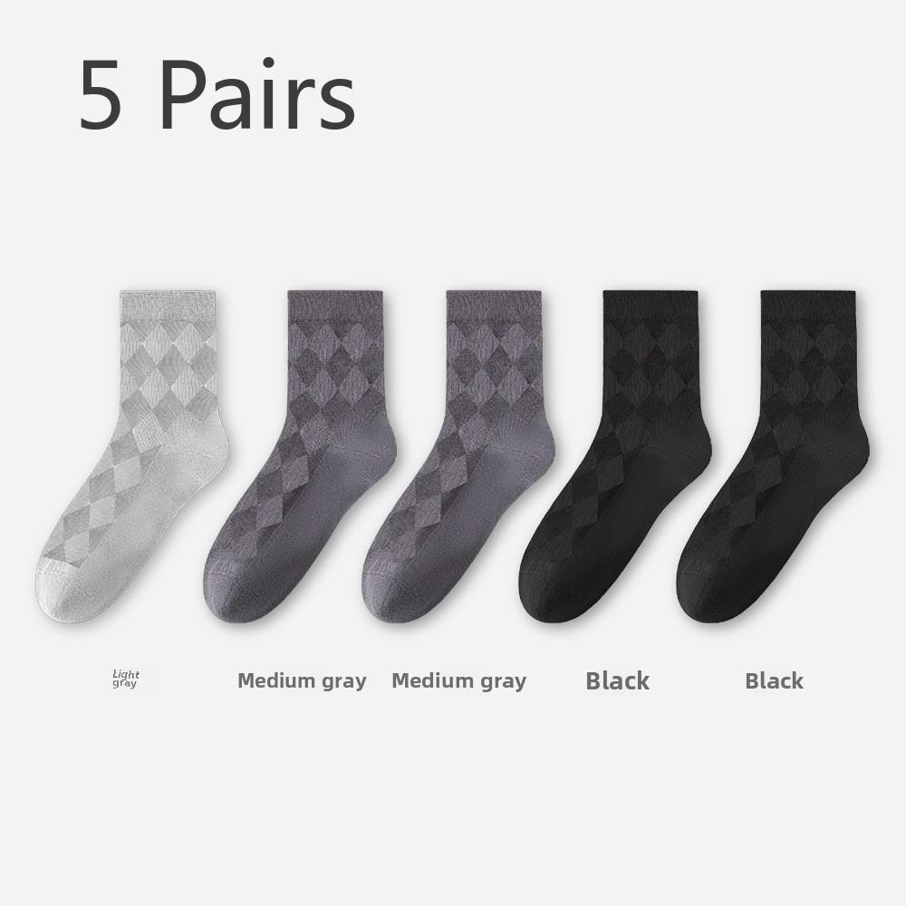 

Мужские весенние и осенние сетчатые антибактериальные деловые дышащие длинные носки длиной до середины голени 5 pairs