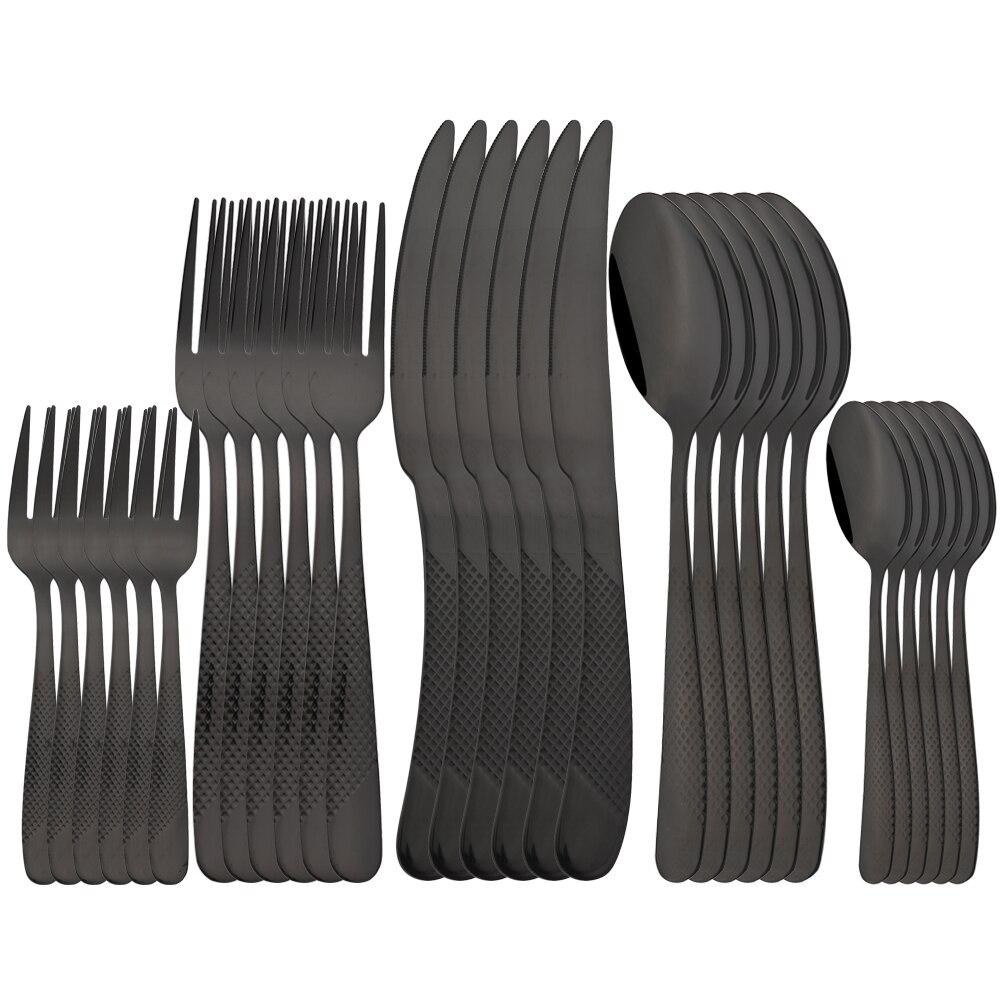 30Pcs Fashion Golden Dinnerware Set High Quality Stainless Steel Cutlery Set Dinner Knife Fork Silverware Flatware Set