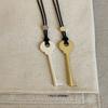Metal Key Shaped Pendant Necklace For Women Girls Simple Long Wax Rope Sweater Chain Fashion Accessory New Gifts